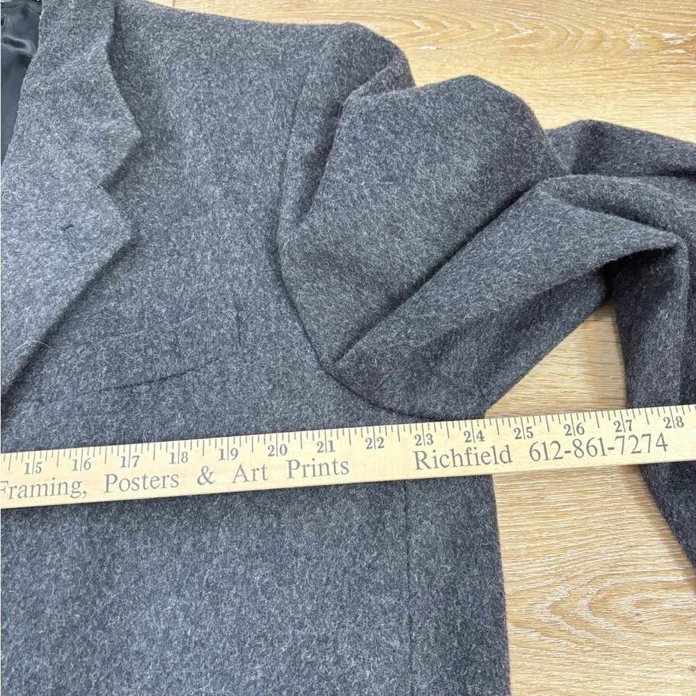 VTG Halston Mens Coat Wool Cashmere Gray Single Breasted Suit Overcoat Size 44L